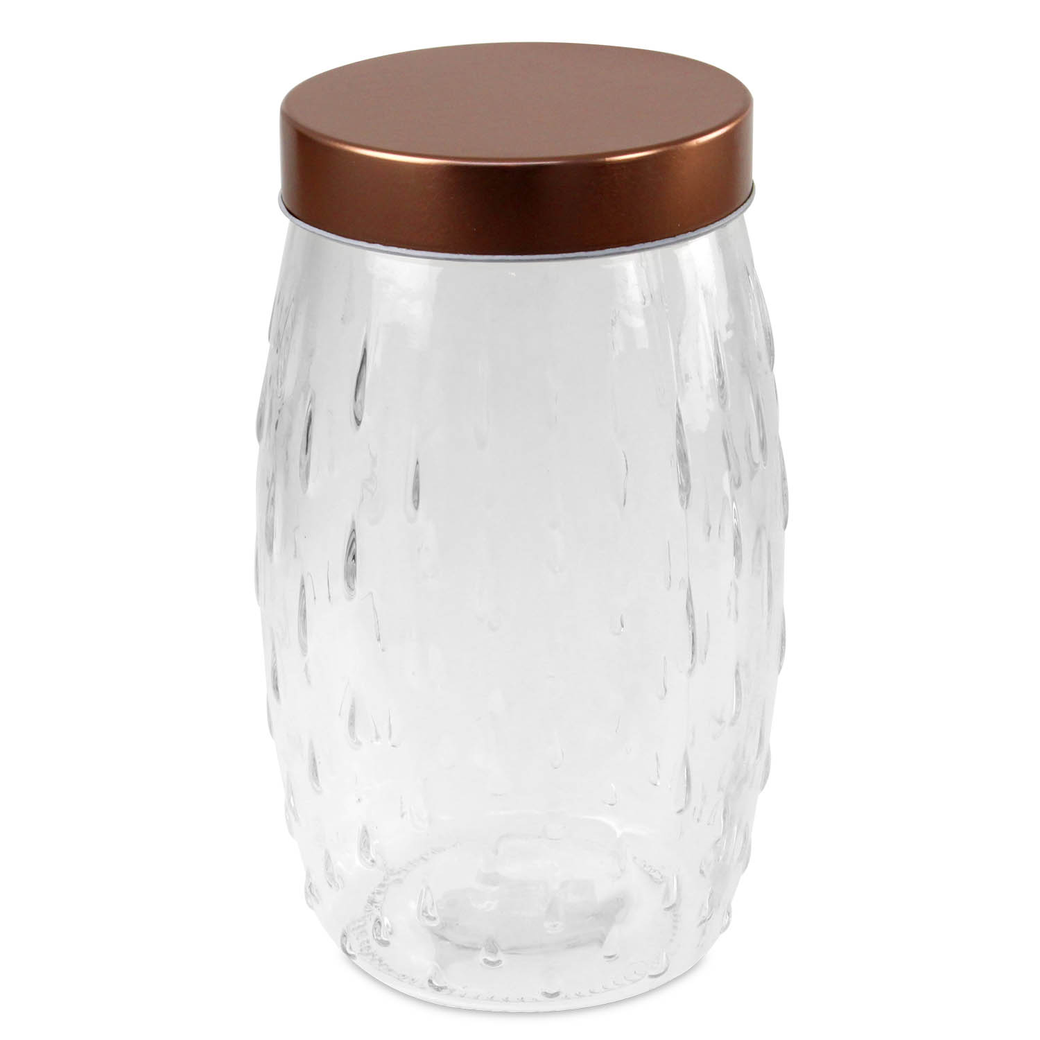 2L Embossed Round Storage Jar Glass Container Airtight Food Canister
